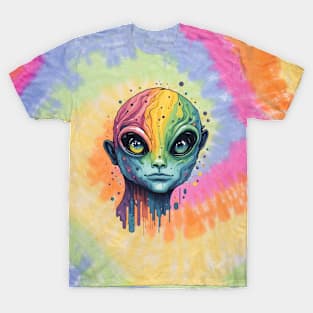 Tie Dye Alien Colorful Rainbow Design T-Shirt